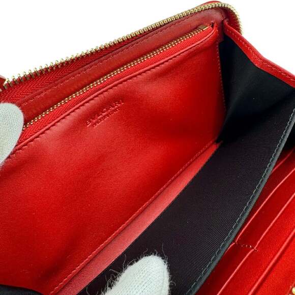 BVLGARI Sotirio Round Embossed Long Wallet, Orange, Unisex